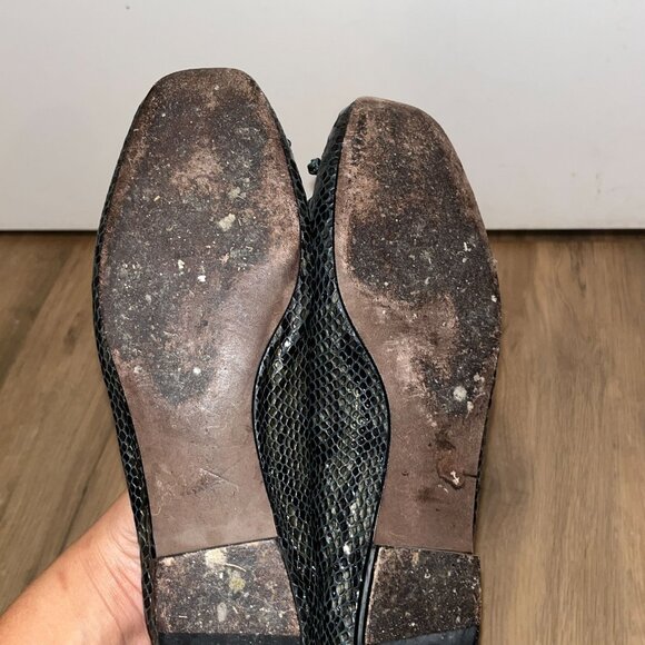 Stuart Weitzman Black Snakeskin Textured Ballet Flats. 7.5 Womens - Picture 6 of 7